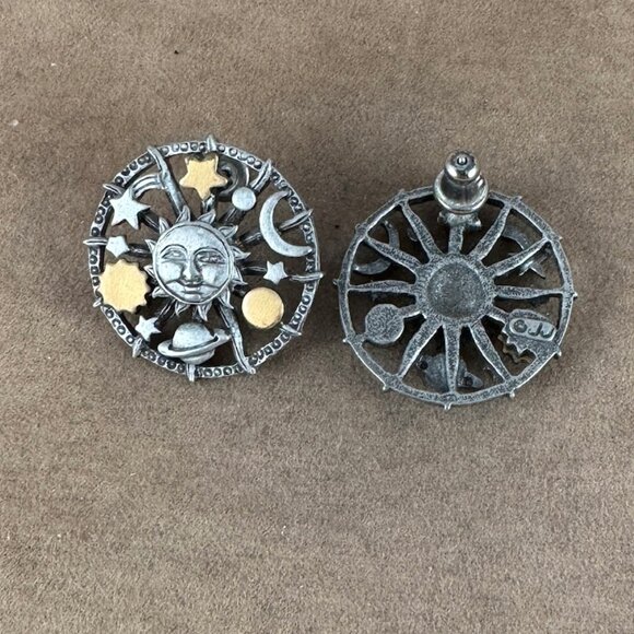 The JJ Jonette Celestial Moon Brooch or Pin accompanied by matching earrings - Picture 7 of 10